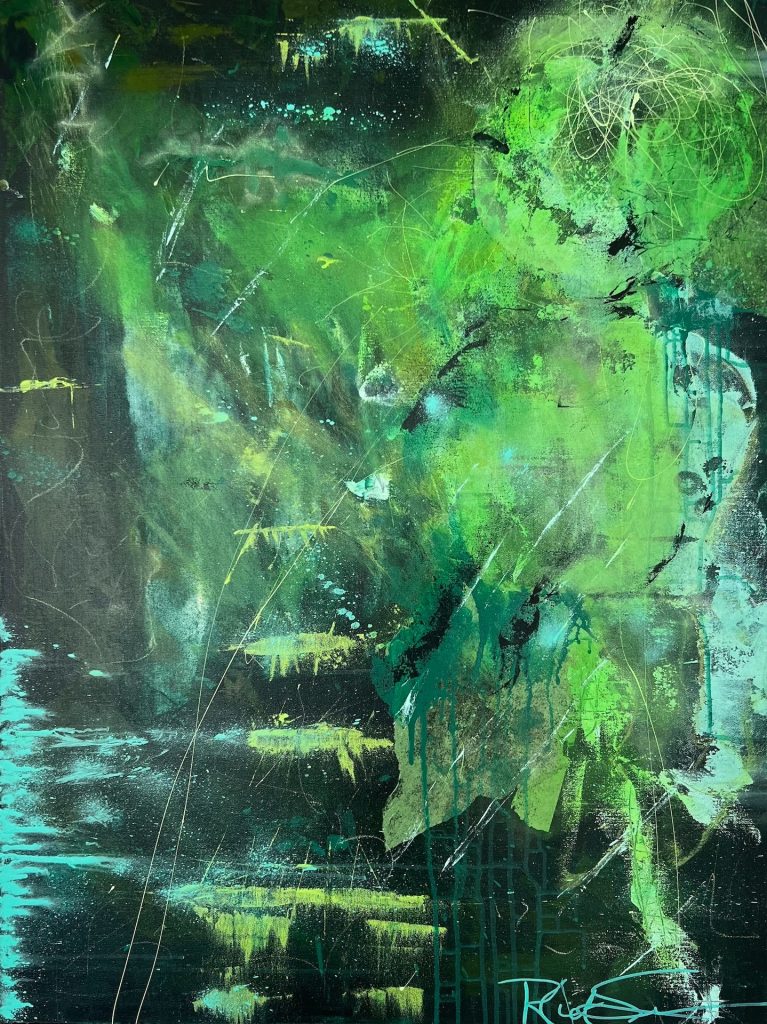 Rick Sullivan - "Midnight In The Lagoon" Acrylic, latex and mixed media