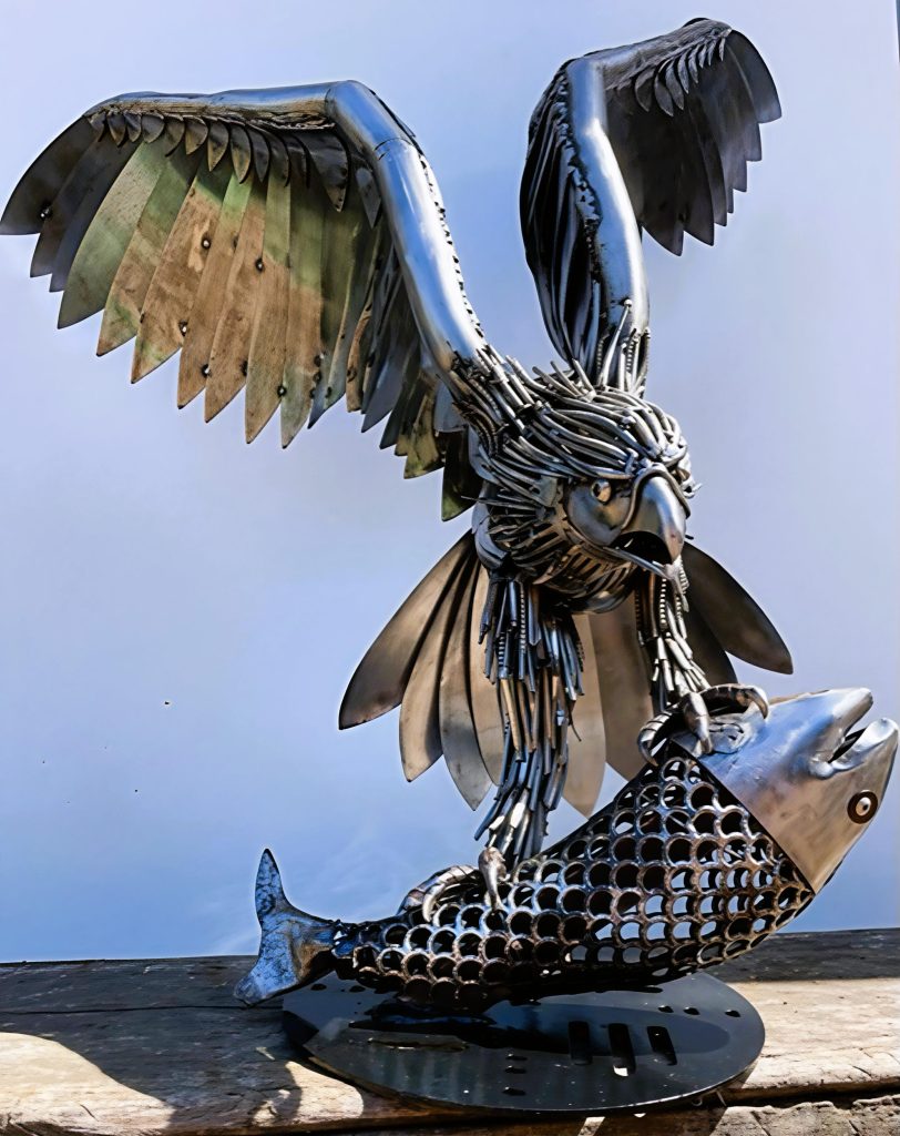 Simon Treseder - Osprey with Lunch - Recycled Metals