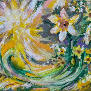 First Flowers of Spring, Acrylic on Canvas, 24 x 30 cm