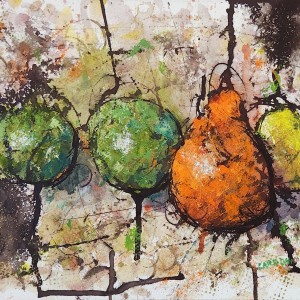 Randy Carboni - A Splattering of Fruit - Ink, watercolor and Acrylic - https://randycarboni.com/
