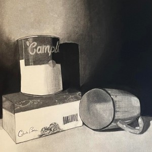 Taquia Turner - Soup and Tea - Charcoal on paper (18in x 24in)