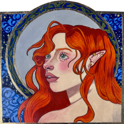 Essence of the Stars, Gouache and Gold Leaf - https://vxvxnarts.etsy.com Cheyenne Fisher