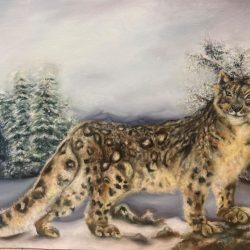 Title: The veil of snow and cliff, medium: oil painting Tarunika Singh