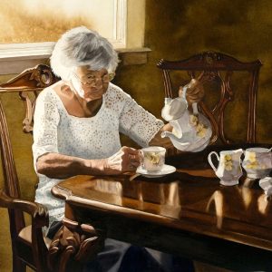 Service for One, transparent watercolor - https://www.lindamccord.com/ Linda McCord - Service for One, transparent watercolor