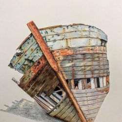 Wrecked - Colored Pencil - No Website Rochelle Oberholser-New Shoes3 - Wrecked - Colored Pencil- No Website