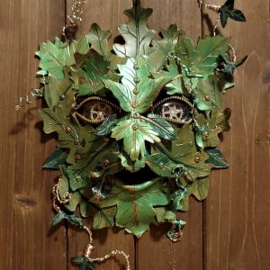 Dryad, 2024, 10.5"x 17"x 2.25" Mixed media: leather, found metal objects, copper & aluminum wire, and acrylic paint - www.scrappersleatherpatchhandcraftedstudio.art Lisa Boozer - Dryad, 2024, 10.5"x 17"x 2.25" Mixed media: leather, found metal objects, copper & aluminum wire, and acrylic paint - www.scrappersleatherpatchhandcraftedstudio.art