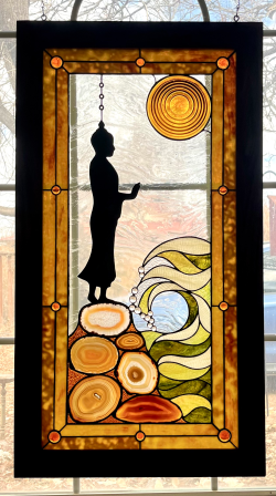 Lisa Davies - Facing the Elements - Stained glass with copper overlay