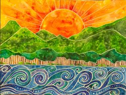 Rhythms of Earth and Sea - Watercolor on paper - https://sites.google.com/view/susn-milln/home Susan Millan - Rhythms of Earth and Sea - Watercolor on paper