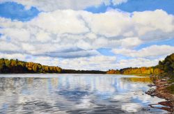 Rainy River, Acrylic Painting - https://www.artbycher.ca Cher Pruys - Rainy River, Acrylic Painting