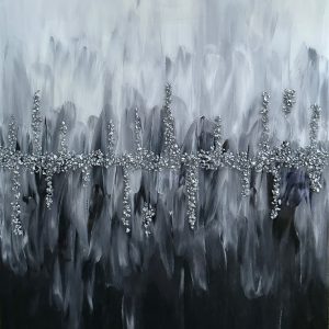 “Drops of Jupiter” acrylic, resin and glass 18” X 24” - https://www.love22designs.com/ Susan Tesluk-Love22 Designs - “Drops of Jupiter” acrylic, resin and glass 18” X 24”