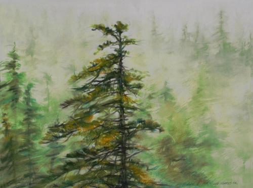 Nikki Coulombe / Title of Artwork 1 Cape Meares Fog / Medium: Soft Pastels / Dimensions: 27H x 33W inches / Price: 750.00 / Website: https://www.nikkiartwork.com 